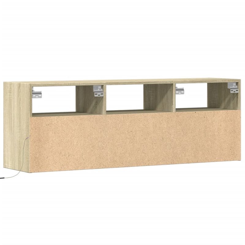 Casa si Gradina - Mobilier - Comode si corpuri - Comode - Comoda TV de perete cu lumini LED, stejar sonoma, 130x31x45 cm - Infinity.ro