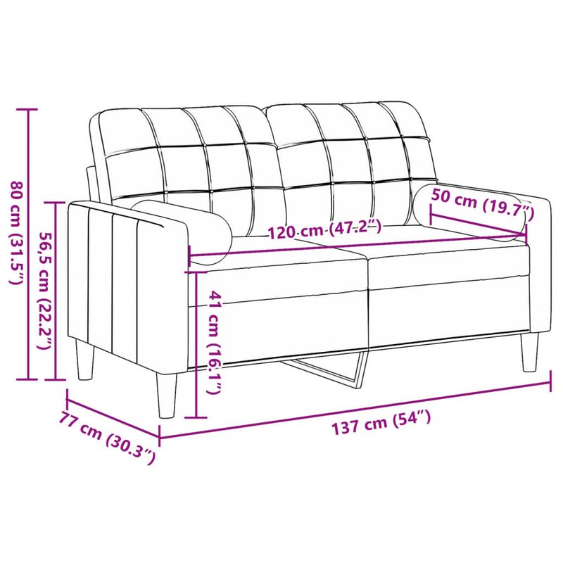 Casa si Gradina - Mobilier - Canapele si coltare - Canapele - Canapea cu 2 locuri cu pernute, roz, 120 cm, catifea - Infinity.ro