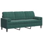 Casa si Gradina - Mobilier - Canapele si coltare - Canapele - Canapea cu 3 locuri cu pernute, verde inchis, 180 cm, catifea - Infinity.ro