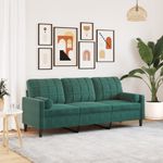 Casa si Gradina - Mobilier - Canapele si coltare - Canapele - Canapea cu 3 locuri cu pernute, verde inchis, 180 cm, catifea - Infinity.ro