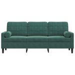 Casa si Gradina - Mobilier - Canapele si coltare - Canapele - Canapea cu 3 locuri cu pernute, verde inchis, 180 cm, catifea - Infinity.ro