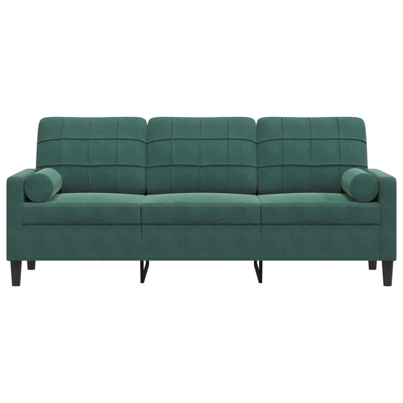 Casa si Gradina - Mobilier - Canapele si coltare - Canapele - Canapea cu 3 locuri cu pernute, verde inchis, 180 cm, catifea - Infinity.ro
