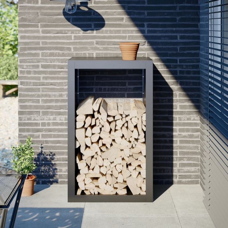 Casa si Gradina - Termice - Sobe, Seminee si accesorii - Accesorii seminee si sobe - Rastel pentru lemne de foc, antracit, 60x40x100 cm, otel - Infinity.ro