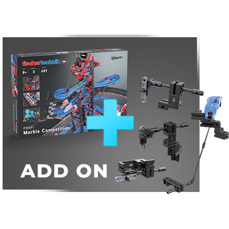 Jucarii, Copii si Bebe - Jucarii si jocuri - Seturi de constructie si cuburi - Seturi de constructie - Kit STEM Completare pentru Cursa cu bile metalice - Intrecerea, Fischertechnik - Infinity.ro