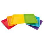 Casa si Gradina - Bucatarie si vesela - Ustensile bucatarie - Tavi servire - Set 12 tavi colorate multifunctionale 28 x 22 x 3 cm, pentru gradinita si scoala - Infinity.ro