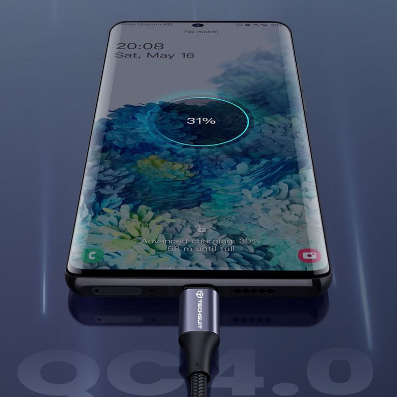 Laptop, Telefoane si Tablete - Telefoane mobile si accesorii - Accesorii Telefoane - Cabluri si adaptoare telefoane - Cablu de date Type-C la Type-C, Super Fast Charging, PD100W, 480Mbps - Techsuit (PCB018) - Negru - Infinity.ro