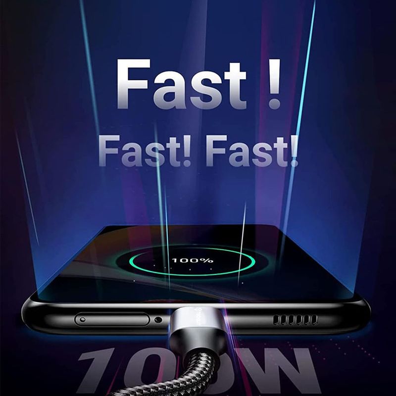 Laptop, Telefoane si Tablete - Telefoane mobile si accesorii - Accesorii Telefoane - Cabluri si adaptoare telefoane - Cablu de date Type-C la Type-C, Super Fast Charging, PD100W, 480Mbps - Techsuit (PCB018) - Negru - Infinity.ro