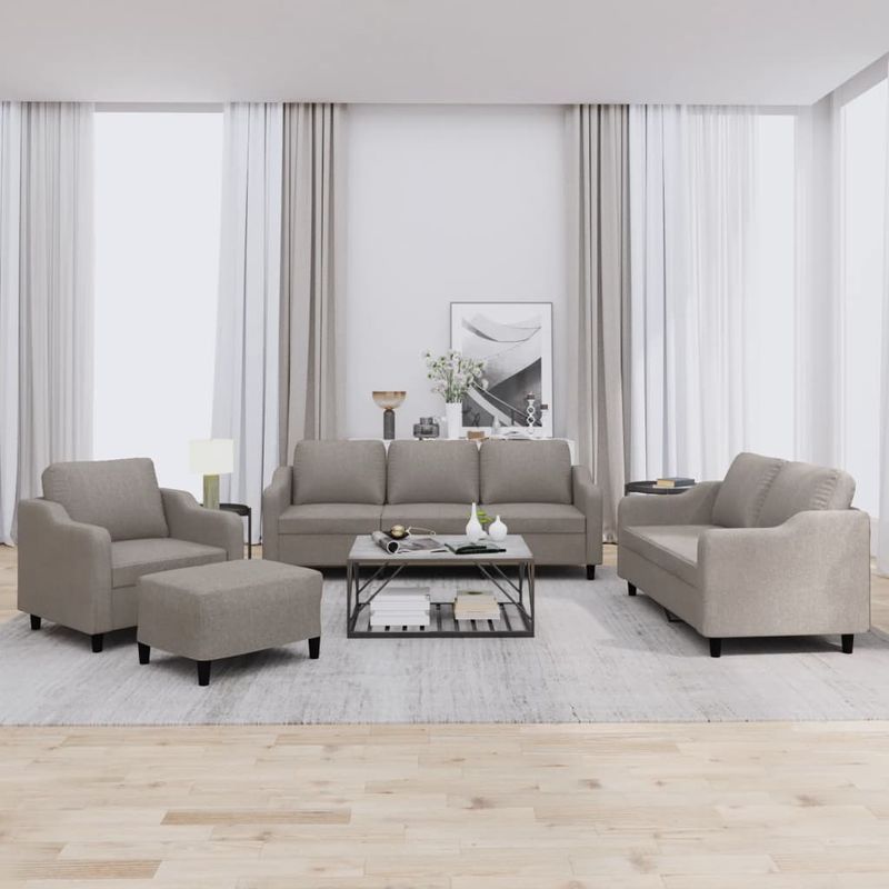 Casa si Gradina - Mobilier - Seturi de mobilier - Seturi living - Set de canapea cu perne, 4 piese, gri taupe, material textil - Infinity.ro