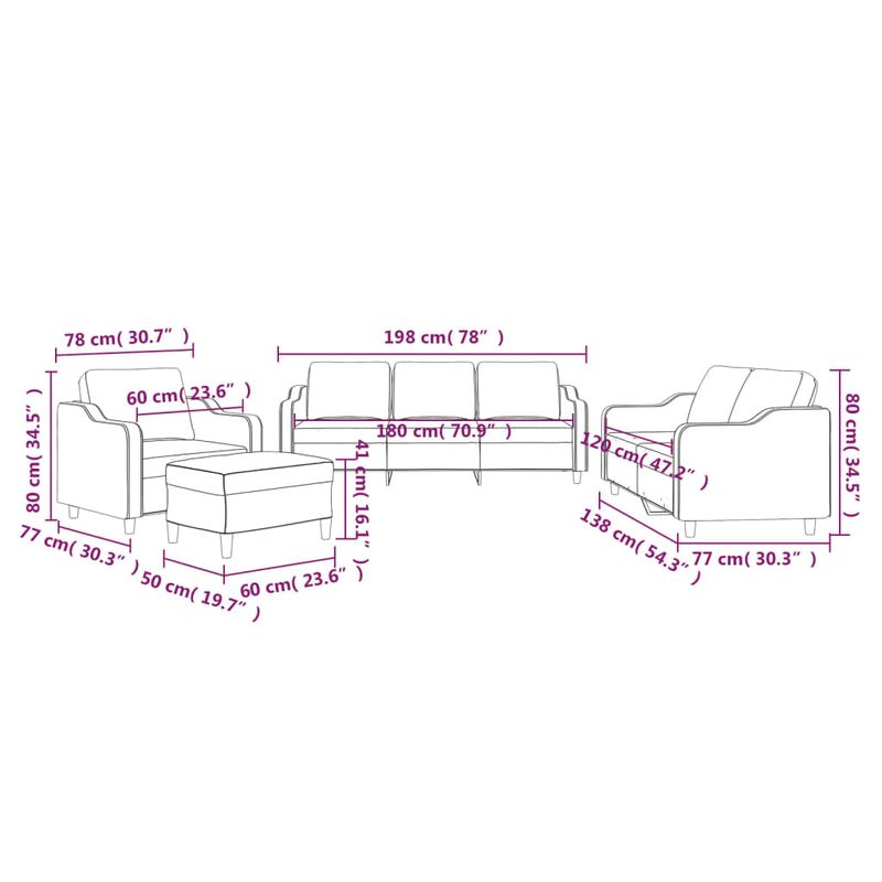 Casa si Gradina - Mobilier - Seturi de mobilier - Seturi living - Set de canapea cu perne, 4 piese, gri taupe, material textil - Infinity.ro