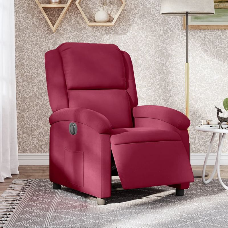 Casa si Gradina - Mobilier - Scaune si fotolii - Fotolii - Fotoliu rabatabil electric, rosu vin, catifea - Infinity.ro