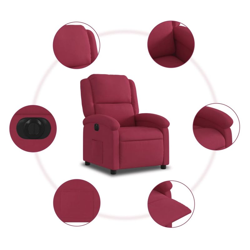 Casa si Gradina - Mobilier - Scaune si fotolii - Fotolii - Fotoliu rabatabil electric, rosu vin, catifea - Infinity.ro