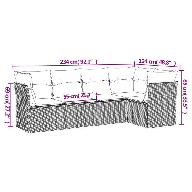Casa si Gradina - Gradina si terasa - Mobilier exterior - Seturi mobila gradina - Set canapele de gradina cu perne, 5 piese gri deschis poliratan - Infinity.ro