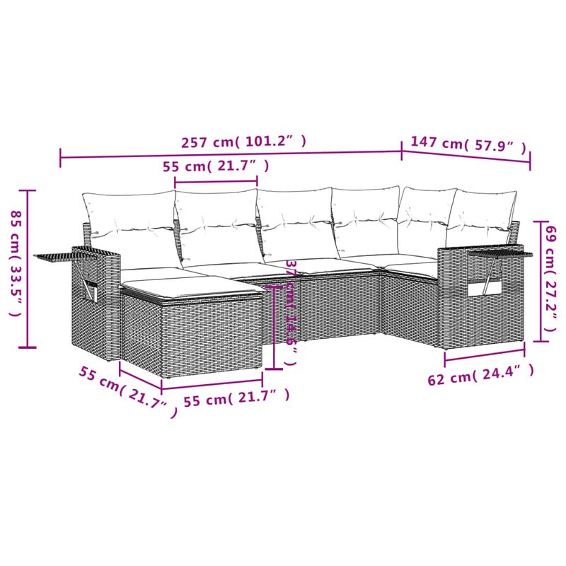 Casa si Gradina - Gradina si terasa - Mobilier exterior - Seturi mobila gradina - Set canapele de gradina cu perne, 6 piese gri deschis poliratan - Infinity.ro