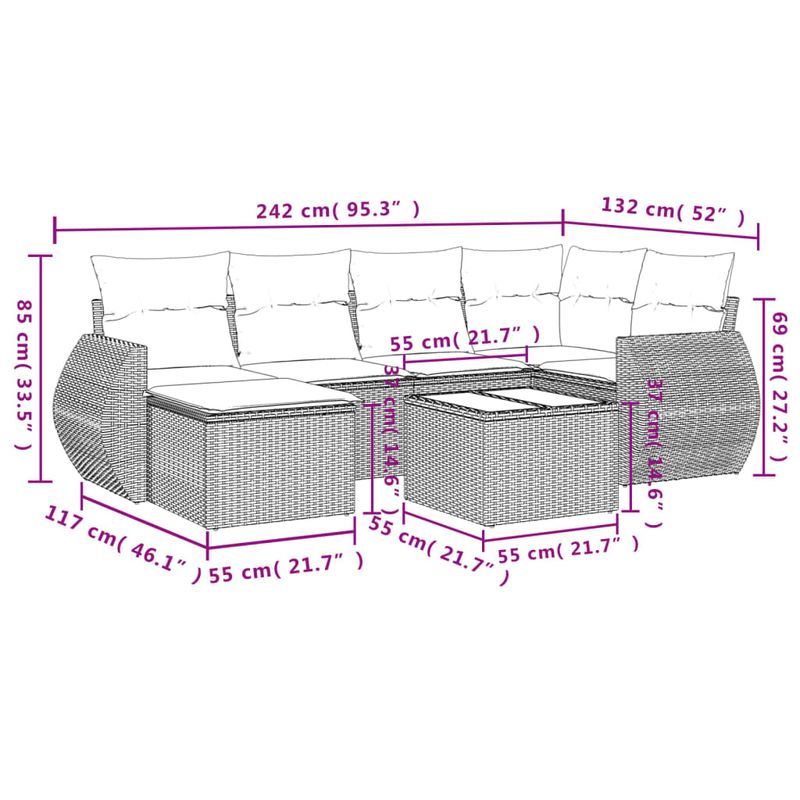 Casa si Gradina - Gradina si terasa - Mobilier exterior - Seturi mobila gradina - Set canapele de gradina cu perne, 7piese gri deschis poliratan - Infinity.ro