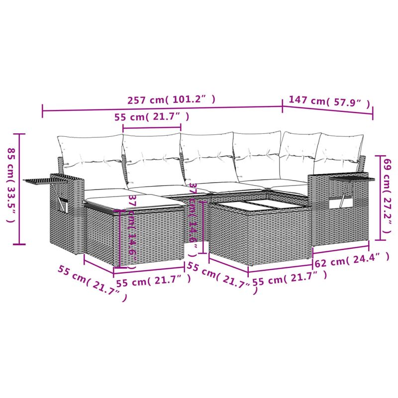 Casa si Gradina - Gradina si terasa - Mobilier exterior - Seturi mobila gradina - Set canapele de gradina cu perne, 7piese gri deschis poliratan - Infinity.ro