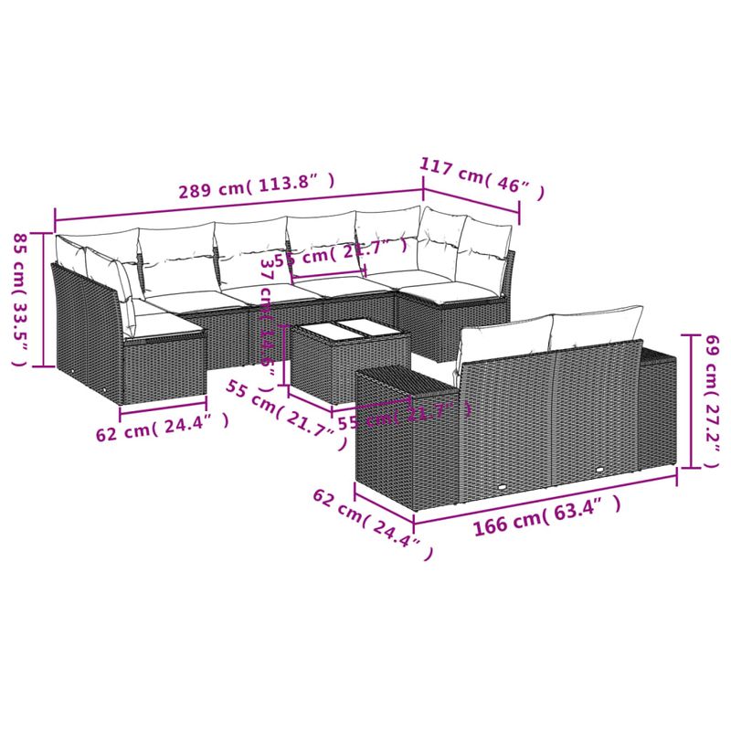Casa si Gradina - Gradina si terasa - Mobilier exterior - Seturi mobila gradina - Set canapele de gradina cu perne 10 piese gri deschis poliratan - Infinity.ro