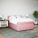 Casa si Gradina - Mobilier - Paturi si accesorii - Paturi - Pat box spring cu saltea, roz, 140x200 cm, catifea - Infinity.ro