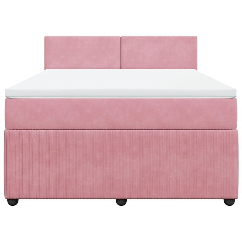 Casa si Gradina - Mobilier - Paturi si accesorii - Paturi - Pat box spring cu saltea, roz, 140x200 cm, catifea - Infinity.ro