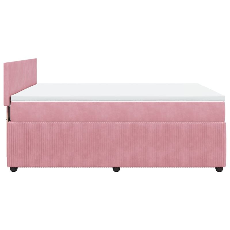 Casa si Gradina - Mobilier - Paturi si accesorii - Paturi - Pat box spring cu saltea, roz, 140x200 cm, catifea - Infinity.ro