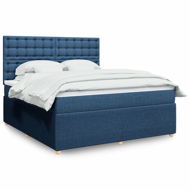 Casa si Gradina - Mobilier - Paturi si accesorii - Paturi - Pat box spring cu saltea, albastru, 180x200 cm, material textil - Infinity.ro