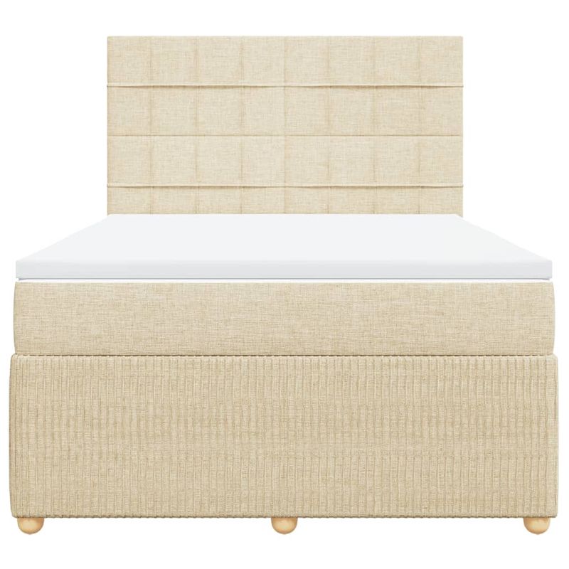 Casa si Gradina - Mobilier - Paturi si accesorii - Paturi - Pat box spring cu saltea, crem, 160x200 cm, material textil - Infinity.ro