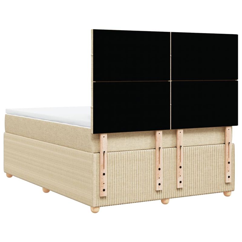 Casa si Gradina - Mobilier - Paturi si accesorii - Paturi - Pat box spring cu saltea, crem, 160x200 cm, material textil - Infinity.ro