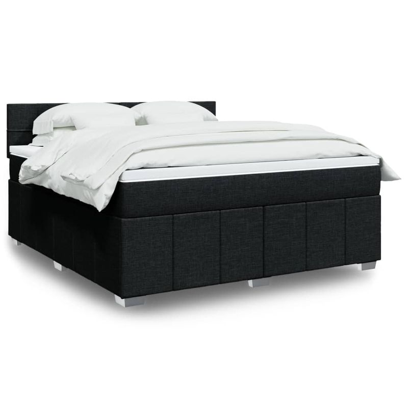 Casa si Gradina - Mobilier - Paturi si accesorii - Paturi - Pat box spring cu saltea, negru, 180x200 cm, catifea - Infinity.ro