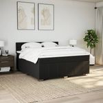 Casa si Gradina - Mobilier - Paturi si accesorii - Paturi - Pat box spring cu saltea, negru, 180x200 cm, catifea - Infinity.ro