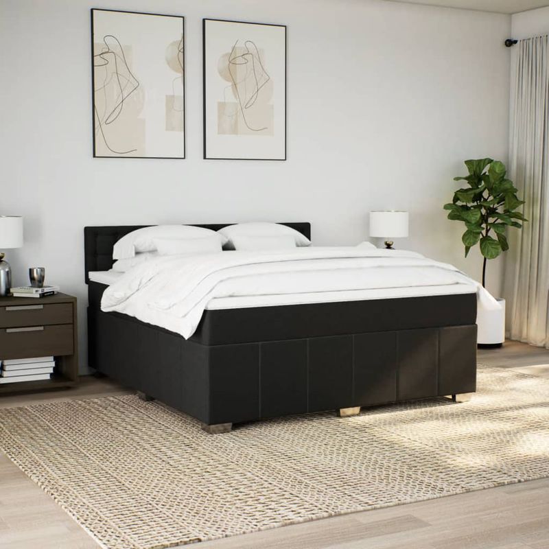 Casa si Gradina - Mobilier - Paturi si accesorii - Paturi - Pat box spring cu saltea, negru, 180x200 cm, catifea - Infinity.ro