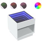 Casa si Gradina - Mobilier - Comode si corpuri - Noptiere - Noptiera cu LED infinity, alb, 50x50x50 cm - Infinity.ro