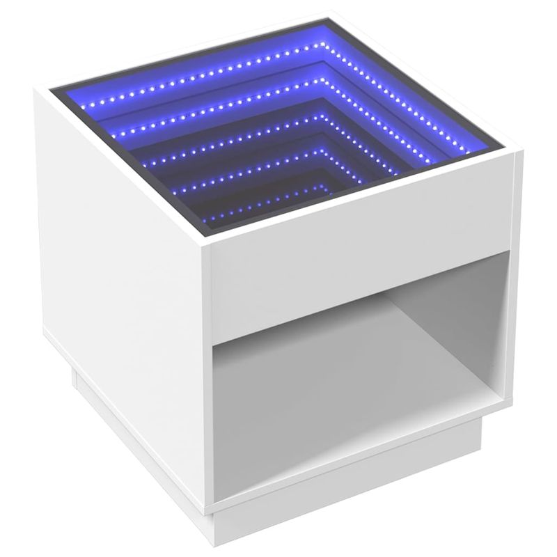 Casa si Gradina - Mobilier - Comode si corpuri - Noptiere - Noptiera cu LED infinity, alb, 50x50x50 cm - Infinity.ro