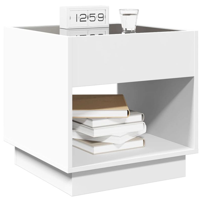 Casa si Gradina - Mobilier - Comode si corpuri - Noptiere - Noptiera cu LED infinity, alb, 50x50x50 cm - Infinity.ro