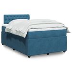 Casa si Gradina - Mobilier - Paturi si accesorii - Paturi - Pat box spring cu saltea, albastru, 120x200 cm, catifea - Infinity.ro