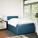 Casa si Gradina - Mobilier - Paturi si accesorii - Paturi - Pat box spring cu saltea, albastru, 120x200 cm, catifea - Infinity.ro