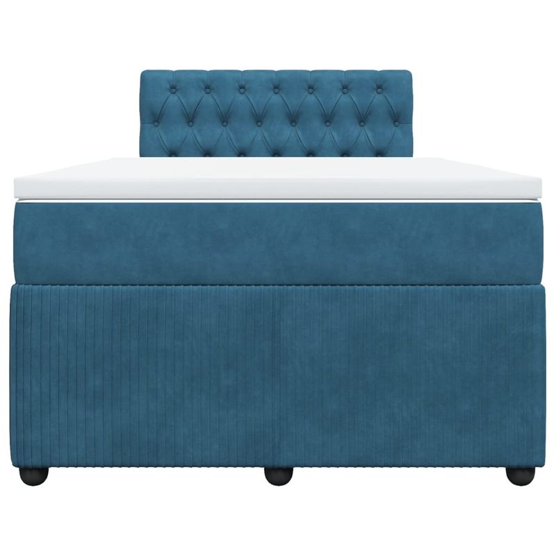 Casa si Gradina - Mobilier - Paturi si accesorii - Paturi - Pat box spring cu saltea, albastru, 120x200 cm, catifea - Infinity.ro