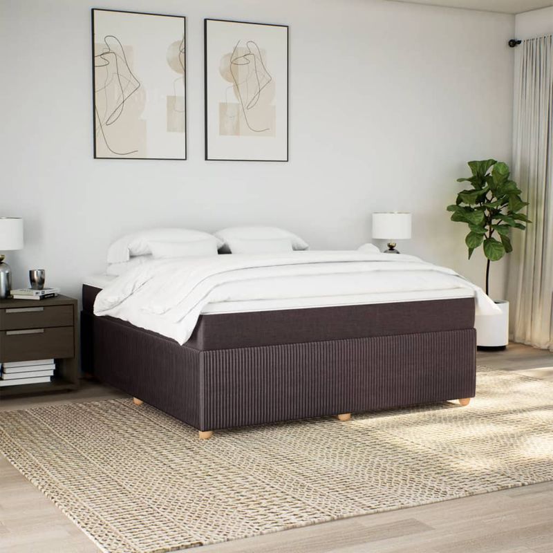 Casa si Gradina - Mobilier - Paturi si accesorii - Paturi - Pat continental cu saltea maro inchis 180x200cm material textil - Infinity.ro