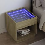 Casa si Gradina - Mobilier - Comode si corpuri - Noptiere - Noptiera cu LED infinity, stejar sonoma, 50x50x50 cm - Infinity.ro