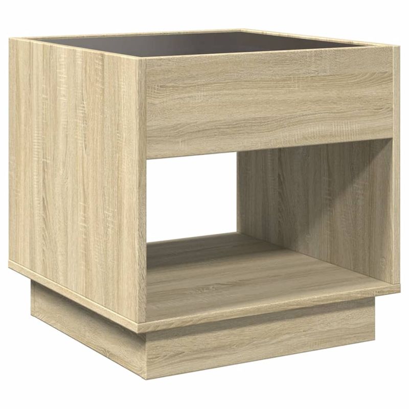 Casa si Gradina - Mobilier - Comode si corpuri - Noptiere - Noptiera cu LED infinity, stejar sonoma, 50x50x50 cm - Infinity.ro