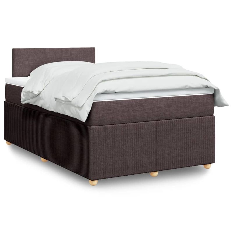 Casa si Gradina - Mobilier - Paturi si accesorii - Paturi - Pat box spring cu saltea, maro inchis, 120x200 cm, textil - Infinity.ro