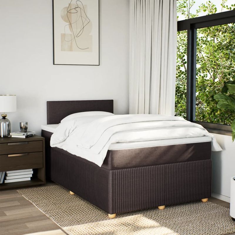 Casa si Gradina - Mobilier - Paturi si accesorii - Paturi - Pat box spring cu saltea, maro inchis, 120x200 cm, textil - Infinity.ro