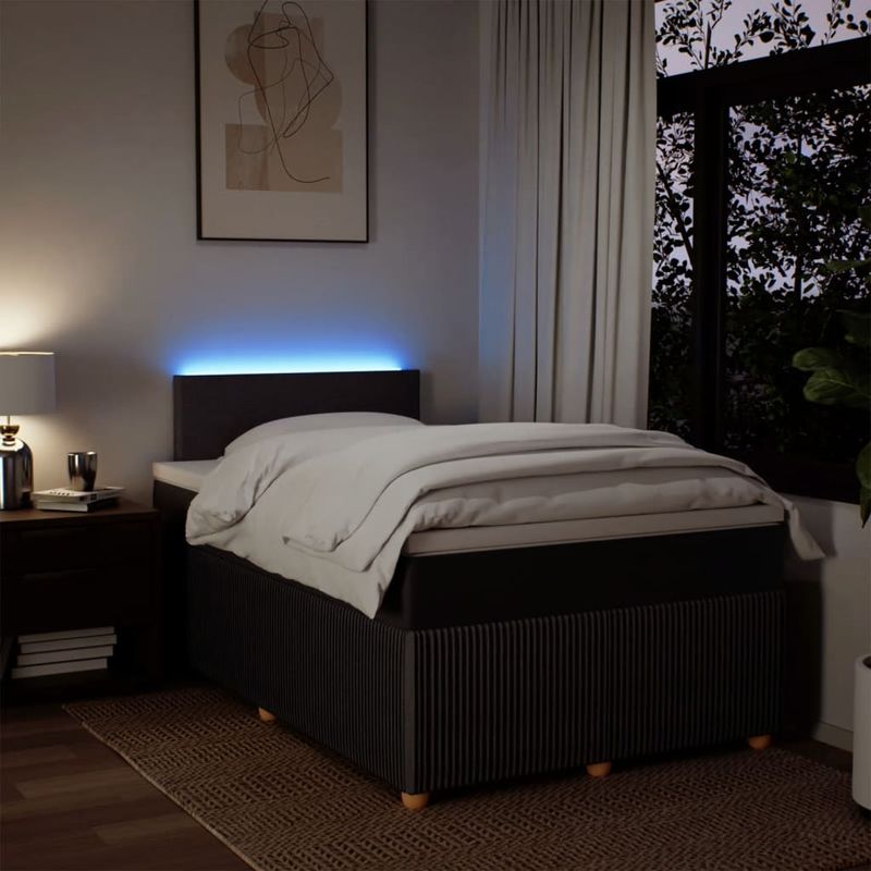 Casa si Gradina - Mobilier - Paturi si accesorii - Paturi - Pat box spring cu saltea, maro inchis, 120x200 cm, textil - Infinity.ro