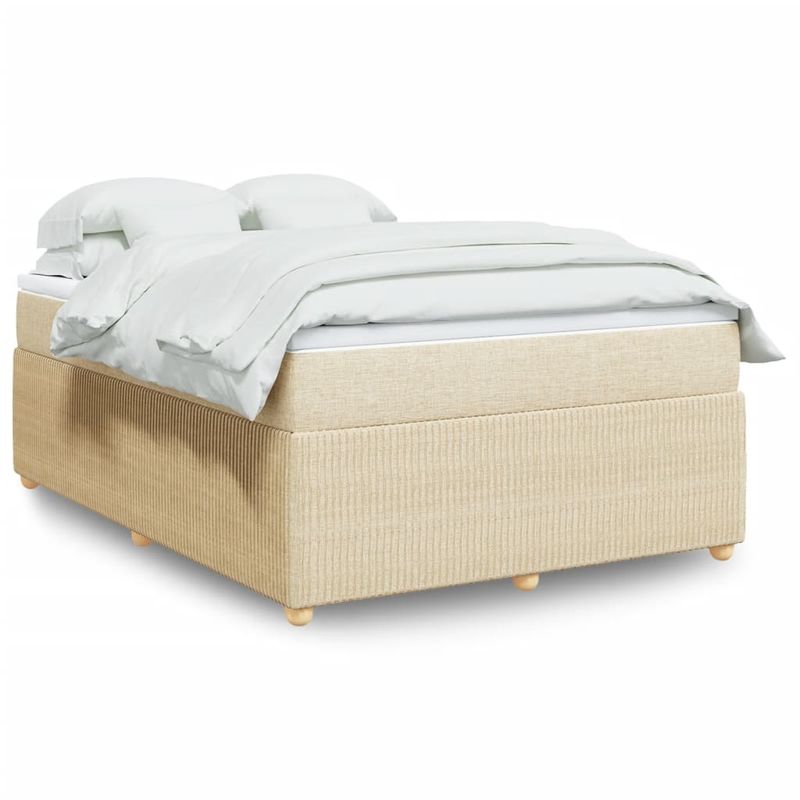Casa si Gradina - Mobilier - Paturi si accesorii - Paturi - Pat continental cu saltea, crem, 140x200 cm, material textil - Infinity.ro