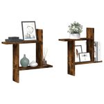 Casa si Gradina - Mobilier - Biblioteci si rafturi - Rafturi - Rafturi perete 2 buc. stejar fumuriu 50x12x50 cm lemn prelucrat - Infinity.ro
