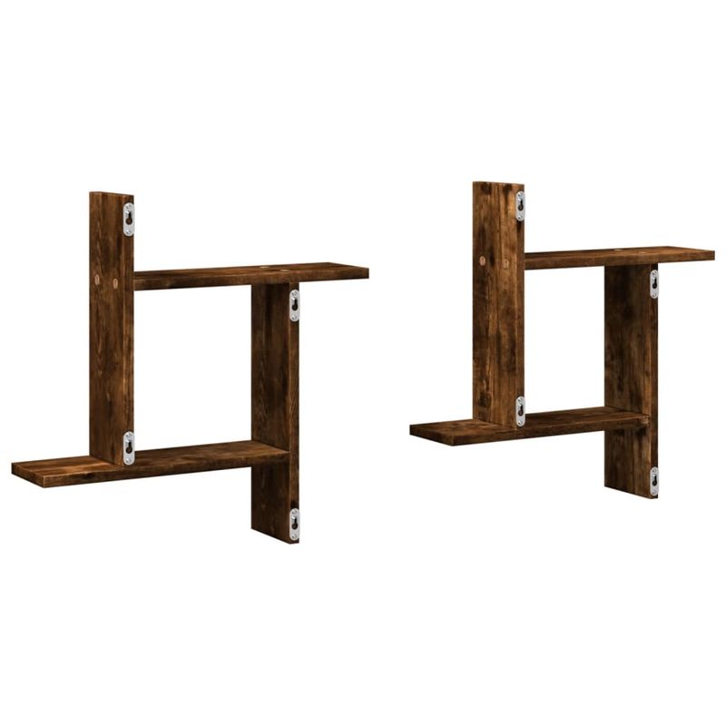 Casa si Gradina - Mobilier - Biblioteci si rafturi - Rafturi - Rafturi perete 2 buc. stejar fumuriu 50x12x50 cm lemn prelucrat - Infinity.ro