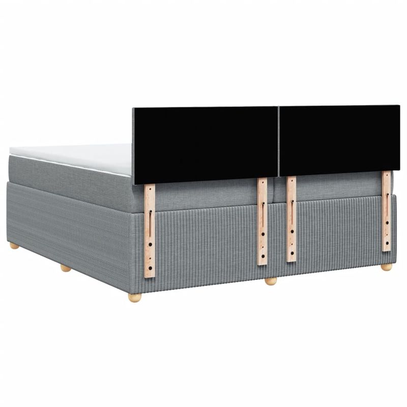 Casa si Gradina - Mobilier - Paturi si accesorii - Paturi - Pat box spring cu saltea, gri deschis, 200x200 cm, textil - Infinity.ro