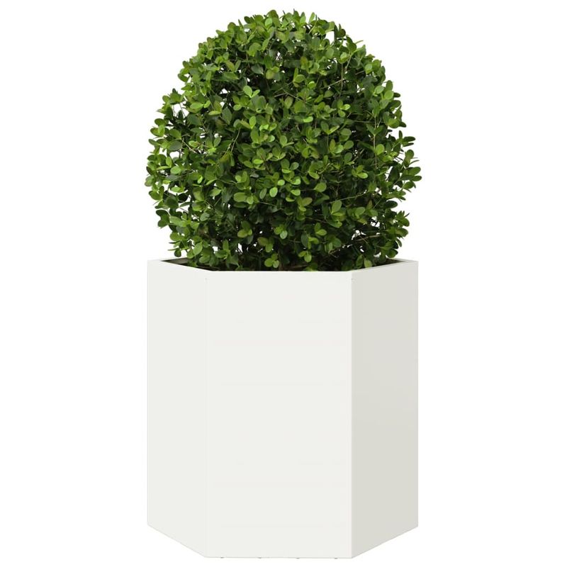 Casa si Gradina - Gradinarit si plante - Plante si ghivece - Ghivece si suporturi - Jardiniera de gradina alb 46x40x45 cm otel hexagonal - Infinity.ro