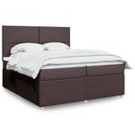 Casa si Gradina - Mobilier - Paturi si accesorii - Paturi - Pat box spring cu saltea, maro inchis, 200x200 cm, textil - Infinity.ro