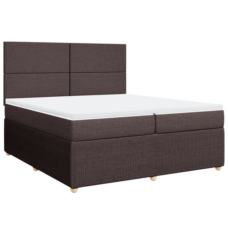 Casa si Gradina - Mobilier - Paturi si accesorii - Paturi - Pat box spring cu saltea, maro inchis, 200x200 cm, textil - Infinity.ro