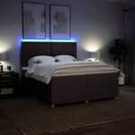 Casa si Gradina - Mobilier - Paturi si accesorii - Paturi - Pat box spring cu saltea, maro inchis, 200x200 cm, textil - Infinity.ro