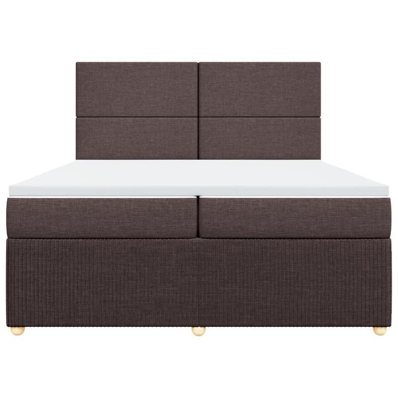 Casa si Gradina - Mobilier - Paturi si accesorii - Paturi - Pat box spring cu saltea, maro inchis, 200x200 cm, textil - Infinity.ro